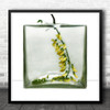 Still Life Yellow Flower Botanical Glass Vase Square Wall Art Print