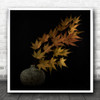 Still Life Vase Leaves Dark Graphic Autumn Square Wall Art Print