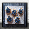 Still Life Aerial View Blueberry Sweet Cookie Square Wall Art Print