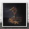 Dark-Tones Nature Flowers Starfish Cinnamon Square Wall Art Print