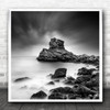 Fine Art Black White Minimal Seascape Water Rocks Coastal Shore Square Art Print