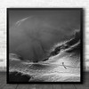Snow Winter Mountain Contrast Small Gap Rift Fissure Person B&W Square Art Print