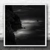 Landscape Seascape Sea B&W Liencres Urros Costa Quebrada Spain Square Art Print