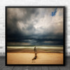 Baltic Seaside Storm Beach Landscape Poland Weather Sky Poles Square Art Print