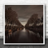 Canal Belgium Damme River Water Trees Perspective Autumn Fall Square Art Print