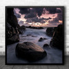 Kullaberg Landscape Rock Square Milky Sunset Night Long Exposure Square Print