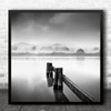 Fine Art Black White Landscape Lake Water Pier Seascape Square Wall Art Print
