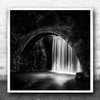 Black White Landscape Waterfall Bridge Greece Glorious Square Wall Art Print