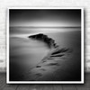 Landscape Beach Seascape Sand Smooth Long Exposure B&W Square Wall Art Print