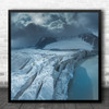 Winter Landscape Ice Frozen Icebergs Mountains Hikers Square Wall Art Print