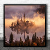 Lake Church Castle Morning Mist Fog Reflection Square Wall Art Print