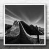 Black And White Great Wall Of China Landmark Square Wall Art Print