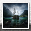 Lake Landscape Mountain Water Spring Village Square Wall Art Print