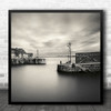 Spain The Port Black And White Still Water Square Wall Art Print