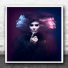 Auto portrait Black outfit Blue Red Purple Mask Blur Square Wall Art Print