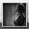 Portrait Window Thoughts Pose Hands From Thoughts... Square Wall Art Print