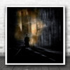 Creative Edit Person Blur Blurry Streaks Gold Square Wall Art Print