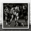 Sport Sports Rugby Action B&W Running Chase Square Wall Art Print