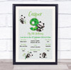 9th Birthday Favourite Things Milestones Achievements Interests Gift Print