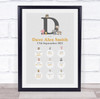 New Baby Birth Details Christening Nursery Animals Initial D Keepsake Gift Print