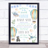 New Baby Birth New-born Nursery Christening Hot Air Balloons Keepsake Gift Print