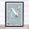 New Baby Birth Details Christening Nursery Woodland Animals Initial N Gift Print