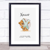 New Baby Birth Details Christening Nursery Bear Initial X Keepsake Gift Print