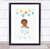 New Baby Birth Details Christening Nursery Dark Skin Afro Boy Gift Print