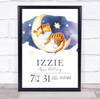 Birth Details Nursery Christening New Baby Cat Moon Keepsake Gift Print