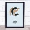 Initial Letter C With Camel Personalised Children's Wall Art Print