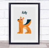 Kangaroo Initial Letter K Personalised Children's Wall Art Print