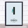 Initial Letter I Iguana Personalised Children's Wall Art Print