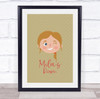 Face Of Gril With Light Brown Hair Room Personalised Children's Wall Art Print