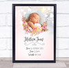 New Baby Birth Details Christening Nursery Floral Hearts Photo Gift Print