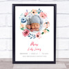 New Baby Birth Details Nursery Christening Floral Photo Frame Gift Print