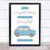 Passing Driving Test Congratulations Blue Car Personalised Gift Art Print