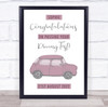 Passing Driving Test Congratulations Pink Car Personalised Gift Art Print