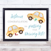Passing Driving Test Congratulations Yellow Cars Personalised Gift Art Print
