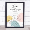 Line Art Mum And Daughter Pastel Personalised Gift Art Print