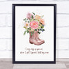 Wellies With Flowers Mum Personalised Gift Art Print