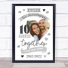 10 Years Together 10th Wedding Anniversary Tin Photo Personalised Gift Art Print