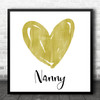 Gold Heart Nanny Square Personalised Gift Art Print