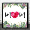 Mum Floral Gold Splatter Heart Square Personalised Gift Art Print