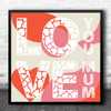 Retro Love You Mum Mother's Day Square Personalised Gift Art Print