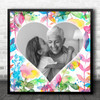 Vibrant Floral Photo Heart Square Personalised Gift Art Print