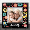 Black Square Floral Photo Nanny Personalised Gift Art Print