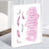 Baby Loss Miscarriage Infant Child Memorial Quote Pink Feathers Acrylic Block