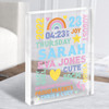 New Baby Birth Nursery Christening Colourful Typographic Acrylic Block