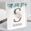 Floral Any Name Initial S Personalised Acrylic Block