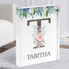 Floral Any Name Initial T Personalised Acrylic Block